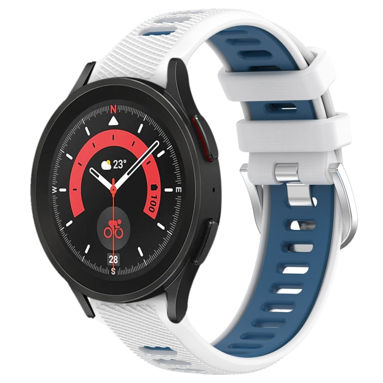 20mm Sports Two-Color Steel Buckle Silicone Watch Band, For Samsung Galaxy Watch5 40mm, For Samsung Galaxy Watch5 Pro 45mm