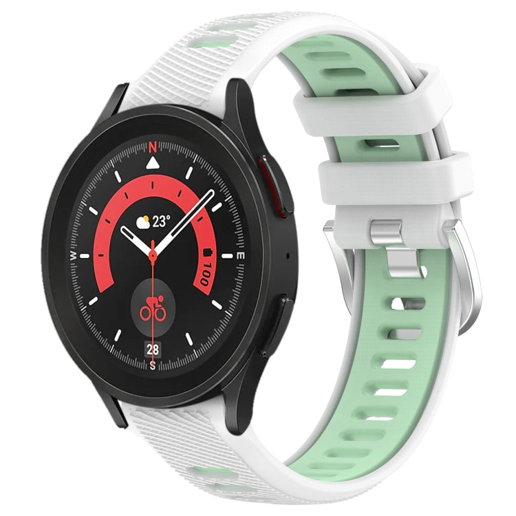 20mm Sports Two-Color Steel Buckle Silicone Watch Band, For Samsung Galaxy Watch5 40mm, For Samsung Galaxy Watch5 Pro 45mm