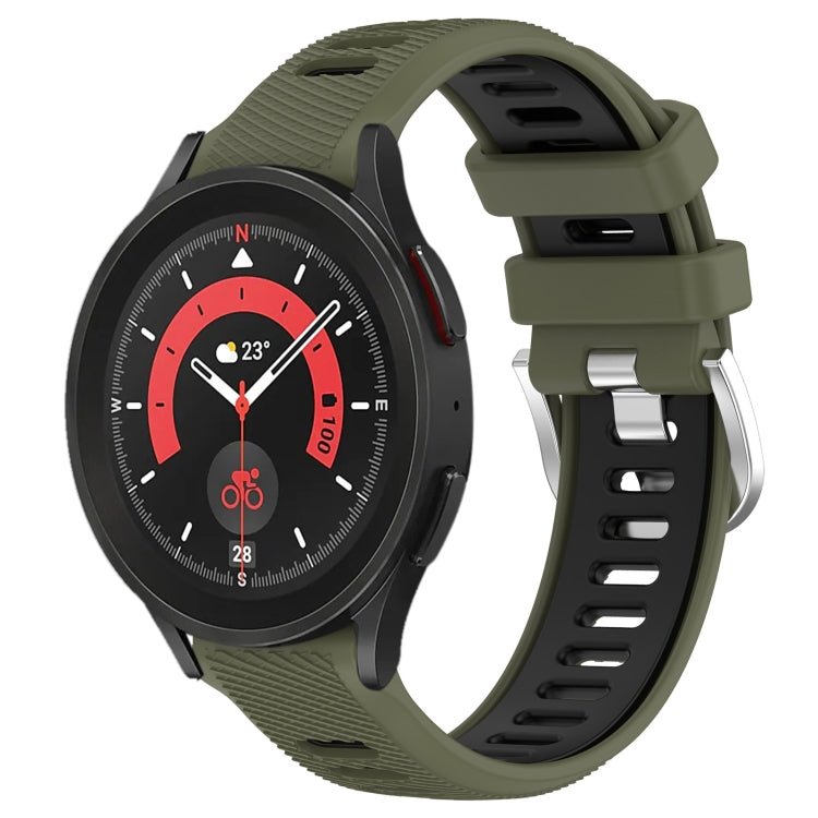 20mm Sports Two-Color Steel Buckle Silicone Watch Band, For Samsung Galaxy Watch5 40mm, For Samsung Galaxy Watch5 Pro 45mm