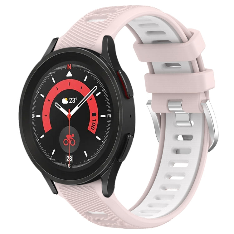 20mm Sports Two-Color Steel Buckle Silicone Watch Band, For Samsung Galaxy Watch5 40mm, For Samsung Galaxy Watch5 Pro 45mm