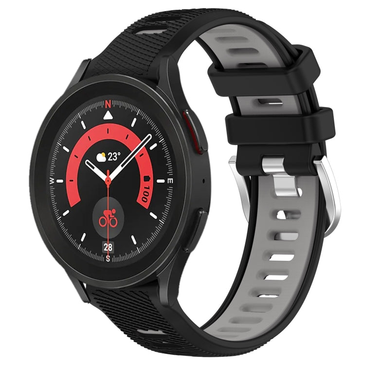 20mm Sports Two-Color Steel Buckle Silicone Watch Band, For Samsung Galaxy Watch5 40mm, For Samsung Galaxy Watch5 Pro 45mm