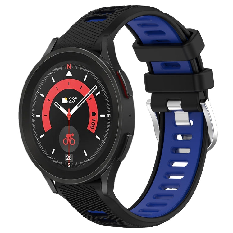 20mm Sports Two-Color Steel Buckle Silicone Watch Band, For Samsung Galaxy Watch5 40mm, For Samsung Galaxy Watch5 Pro 45mm