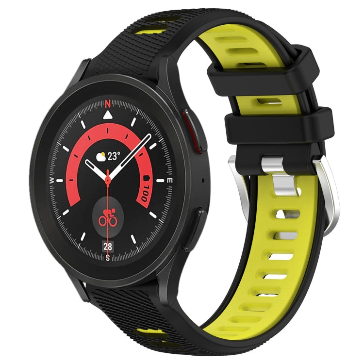 20mm Sports Two-Color Steel Buckle Silicone Watch Band, For Samsung Galaxy Watch5 40mm, For Samsung Galaxy Watch5 Pro 45mm