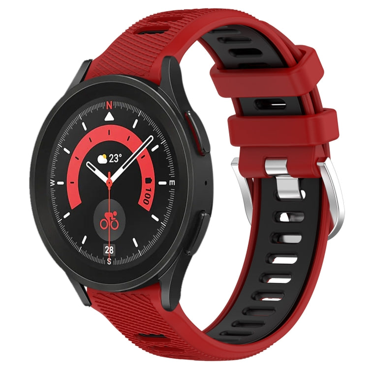 20mm Sports Two-Color Steel Buckle Silicone Watch Band, For Samsung Galaxy Watch5 40mm, For Samsung Galaxy Watch5 Pro 45mm