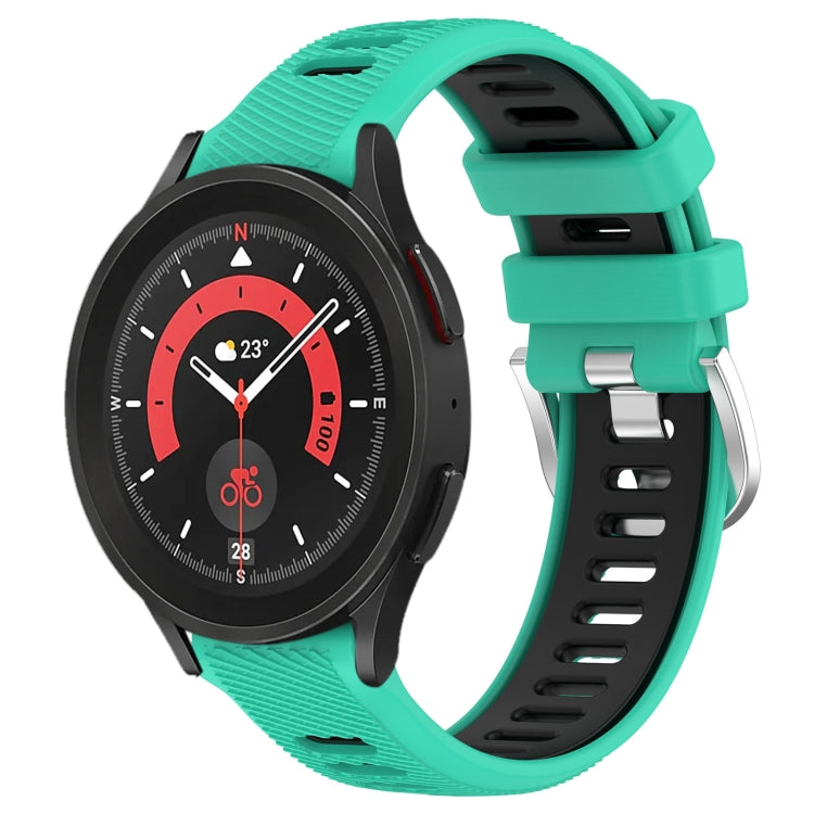 20mm Sports Two-Color Steel Buckle Silicone Watch Band, For Samsung Galaxy Watch5 40mm, For Samsung Galaxy Watch5 Pro 45mm