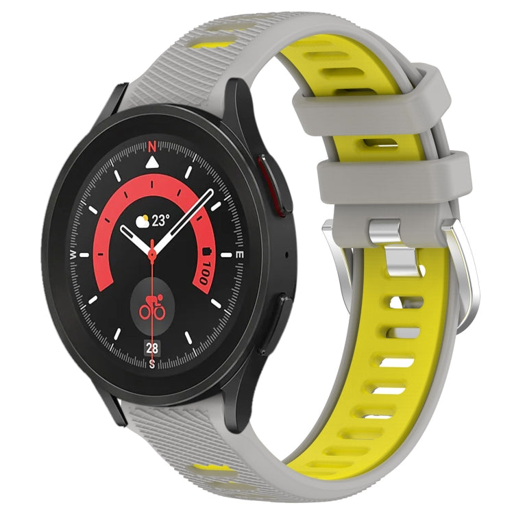 20mm Sports Two-Color Steel Buckle Silicone Watch Band, For Samsung Galaxy Watch5 40mm, For Samsung Galaxy Watch5 Pro 45mm