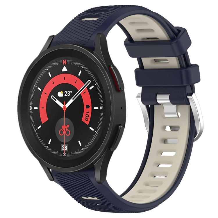 20mm Sports Two-Color Steel Buckle Silicone Watch Band, For Samsung Galaxy Watch5 40mm, For Samsung Galaxy Watch5 Pro 45mm
