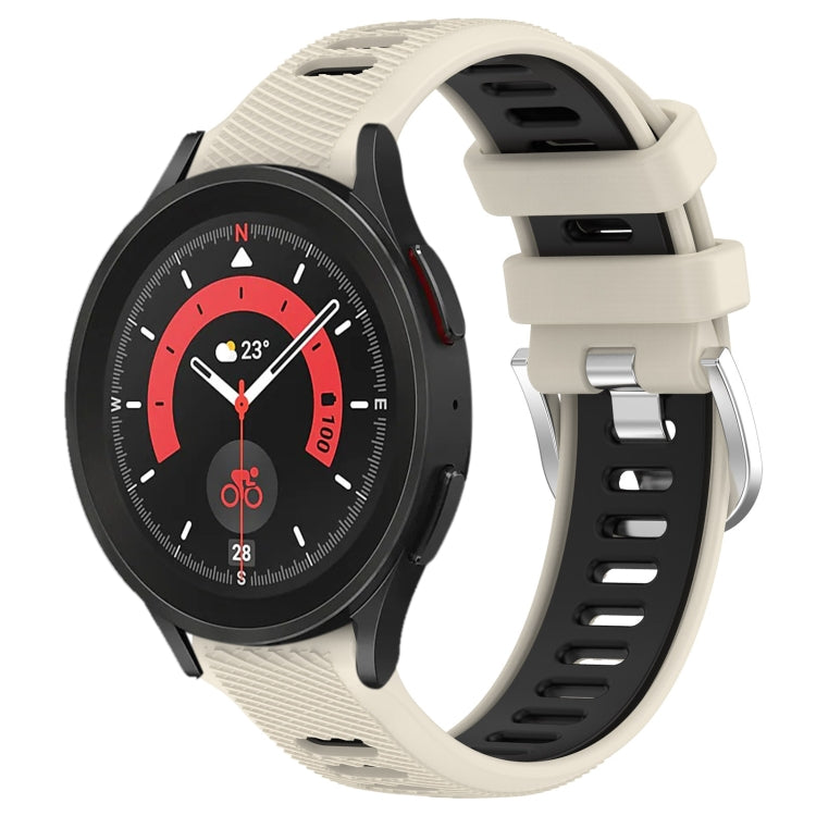 20mm Sports Two-Color Steel Buckle Silicone Watch Band, For Samsung Galaxy Watch5 40mm, For Samsung Galaxy Watch5 Pro 45mm