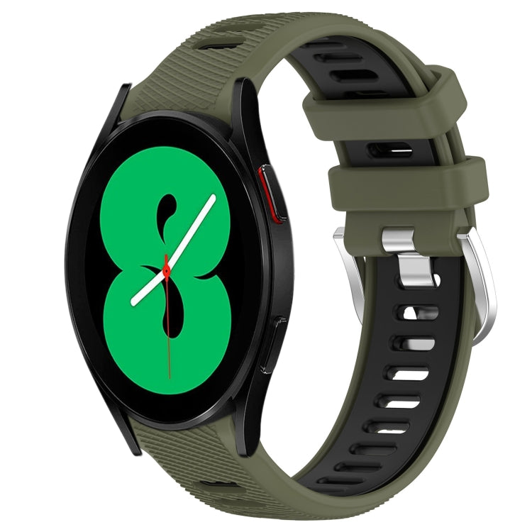 20mm Sports Two-Color Steel Buckle Silicone Watch Band, For Samsung Galaxy Watch4 44mm, For Samsung Galaxy Watch4 40mm
