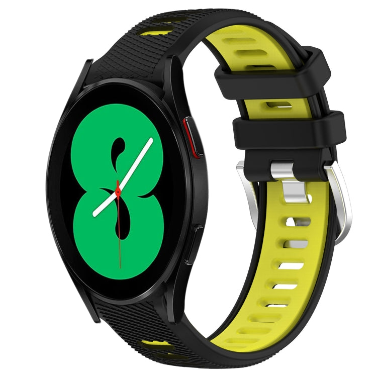 20mm Sports Two-Color Steel Buckle Silicone Watch Band, For Samsung Galaxy Watch4 44mm, For Samsung Galaxy Watch4 40mm