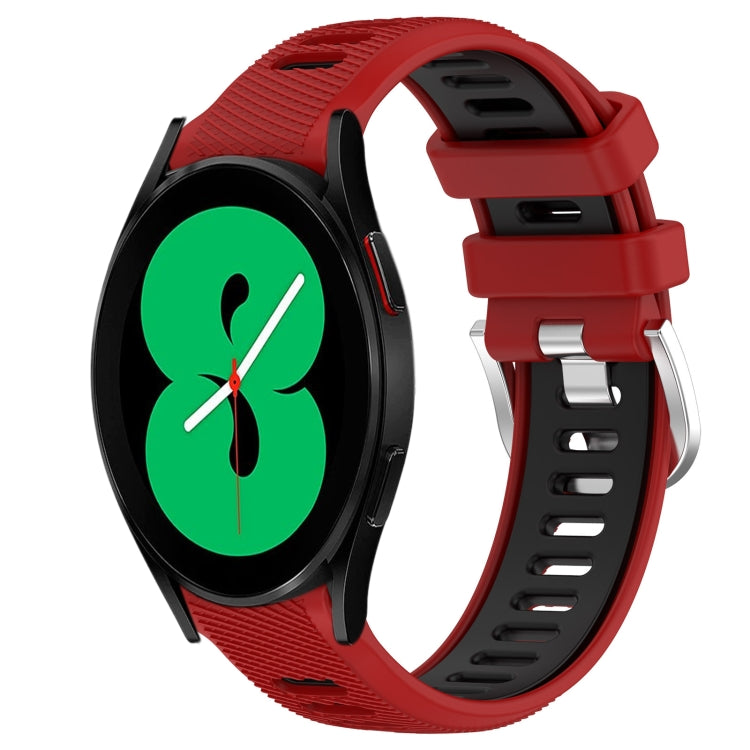 20mm Sports Two-Color Steel Buckle Silicone Watch Band, For Samsung Galaxy Watch4 44mm, For Samsung Galaxy Watch4 40mm