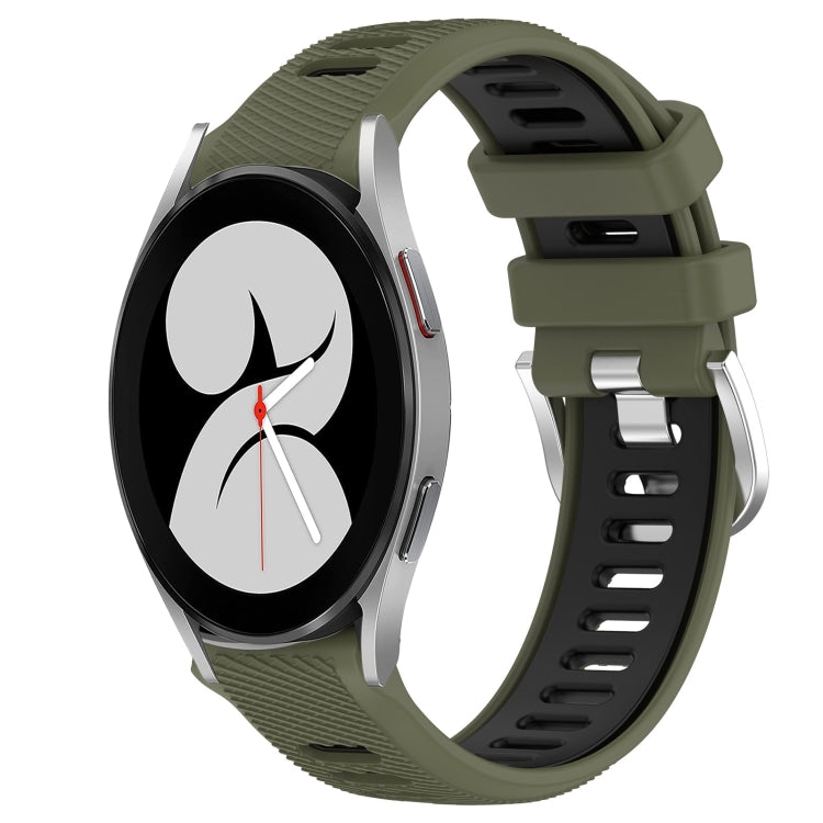 20mm Sports Two-Color Steel Buckle Silicone Watch Band, For Samsung Galaxy Watch4 44mm, For Samsung Galaxy Watch4 40mm