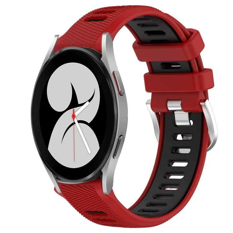 20mm Sports Two-Color Steel Buckle Silicone Watch Band, For Samsung Galaxy Watch4 44mm, For Samsung Galaxy Watch4 40mm