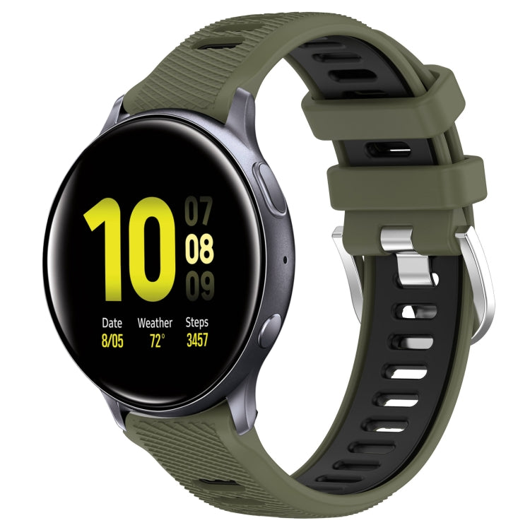 20mm Sports Two-Color Steel Buckle Silicone Watch Band, For Samsung Galaxy Watch Active2 40mm, For Samsung Galaxy Watch Active2 44mm