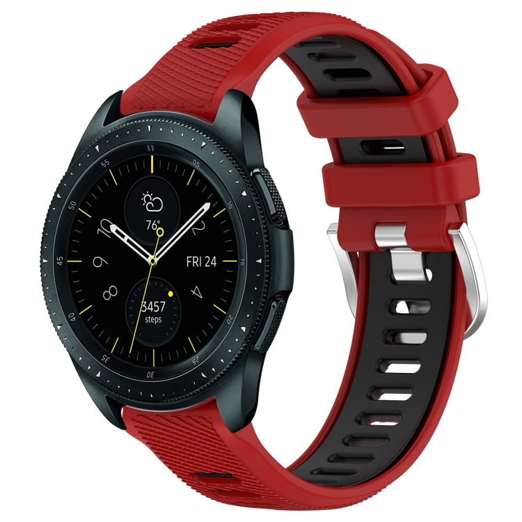 20mm Sports Two-Color Steel Buckle Silicone Watch Band, For Samsung Galaxy Watch 42mm, For Samsung Galaxy Watch 6 Classic 47mm