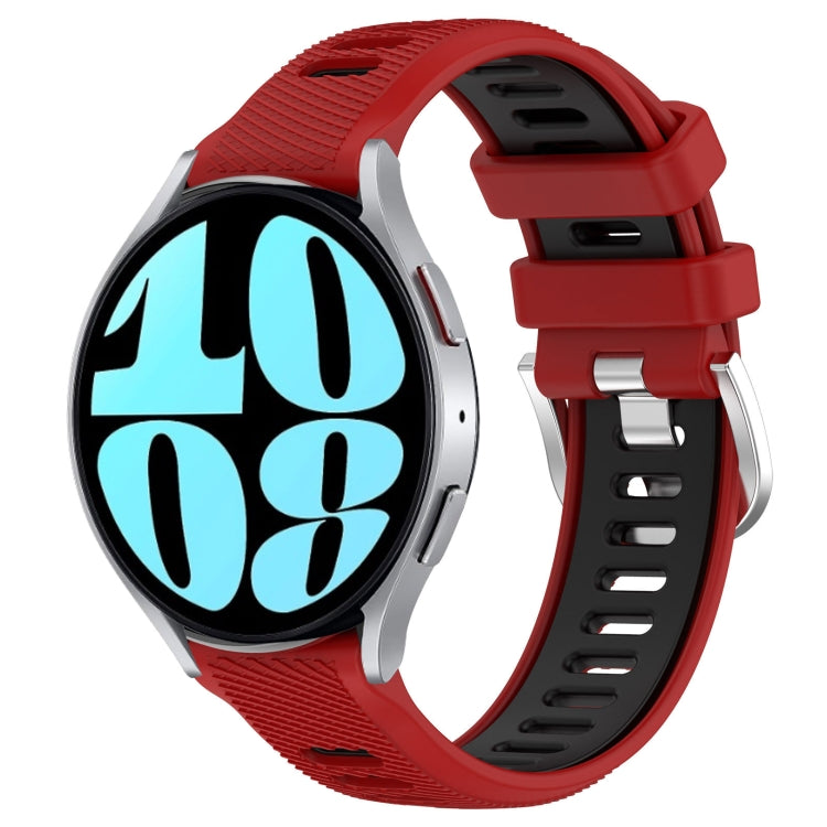 20mm Sports Two-Color Steel Buckle Silicone Watch Band, For Samsung Galaxy Watch5 44mm, For Samsung Galaxy Watch 6 44mm