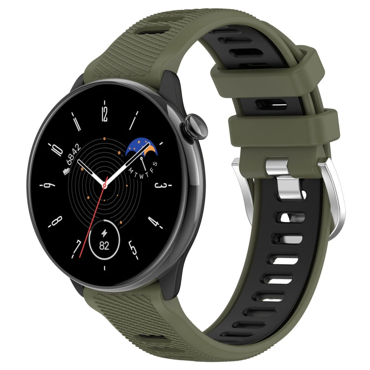 20mm Sports Two-Color Steel Buckle Silicone Watch Band, For Samsung Galaxy Watch 42mm, For Samsung Galaxy Watch 6 Classic 47mm