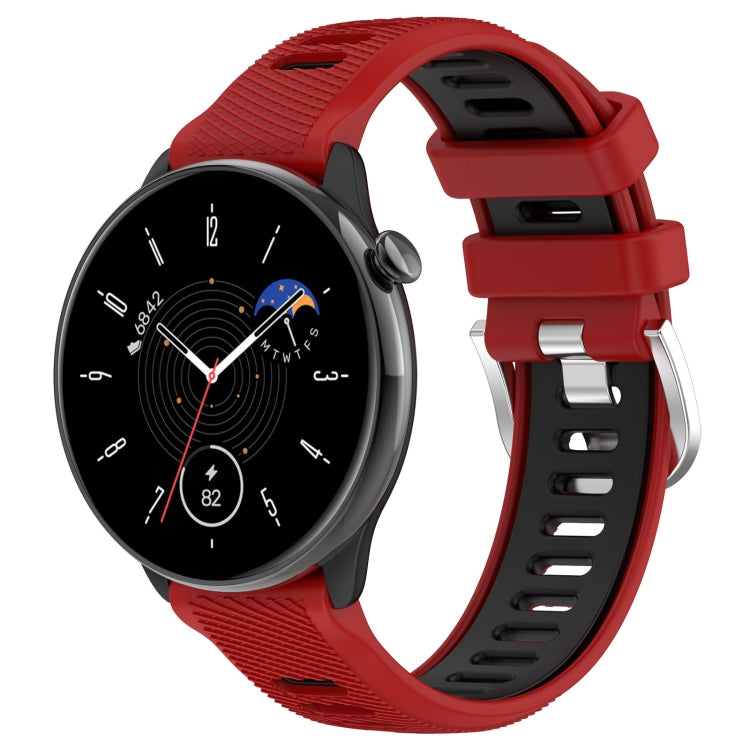 20mm Sports Two-Color Steel Buckle Silicone Watch Band, For Samsung Galaxy Watch 42mm, For Samsung Galaxy Watch 6 Classic 47mm