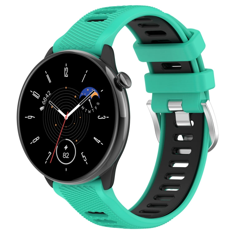 20mm Sports Two-Color Steel Buckle Silicone Watch Band, For Samsung Galaxy Watch 42mm, For Samsung Galaxy Watch 6 Classic 47mm