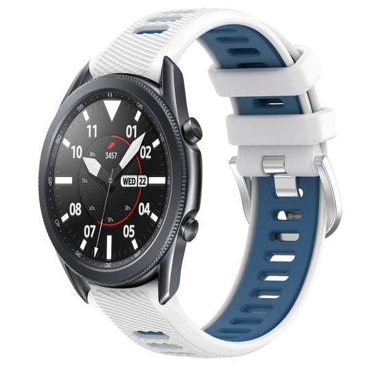 22mm Sports Two-Color Steel Buckle Silicone Watch Band, For Samsung Galaxy Watch3 45mm, For Samsung Galaxy Watch 46mm