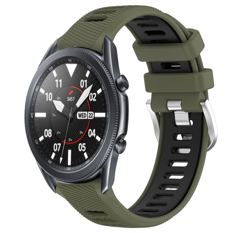 22mm Sports Two-Color Steel Buckle Silicone Watch Band, For Samsung Galaxy Watch3 45mm, For Samsung Galaxy Watch 46mm