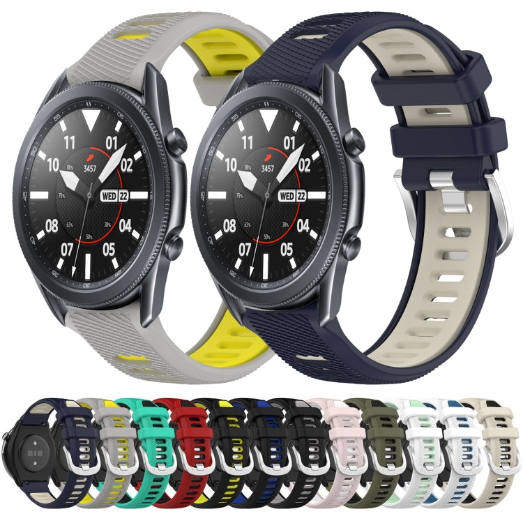 22mm Sports Two-Color Steel Buckle Silicone Watch Band, For Samsung Galaxy Watch3 45mm, For Samsung Galaxy Watch 46mm