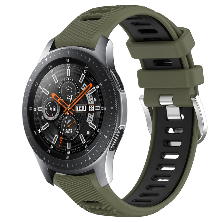 22mm Sports Two-Color Steel Buckle Silicone Watch Band, For Samsung Galaxy Watch3 45mm, For Samsung Galaxy Watch 46mm