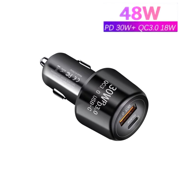 P29 48W PD30W + QC3.0 18W USB Dual Port Car Charger, P29 (Black), P29 (White)