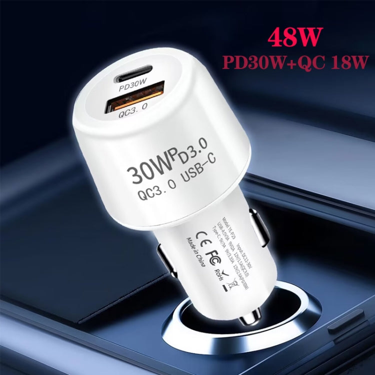 P29 48W PD30W + QC3.0 18W USB Dual Port Car Charger, P29 (Black), P29 (White)