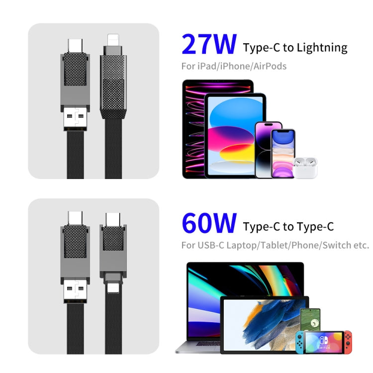 ENKAY ENK-CB134 4-in-1 60W USB-A / Type-C to 8 Pin / Type-C Nylon Braided Magnetic Fast Charging Data Cable, 0.15m, 1.2m