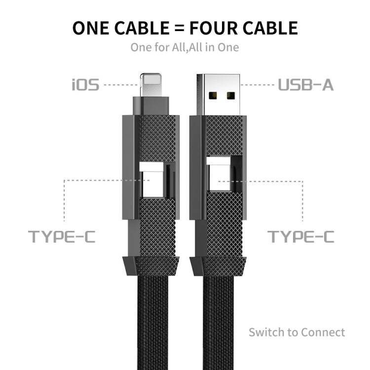 ENKAY ENK-CB134 4-in-1 60W USB-A / Type-C to 8 Pin / Type-C Nylon Braided Magnetic Fast Charging Data Cable, 0.15m, 1.2m