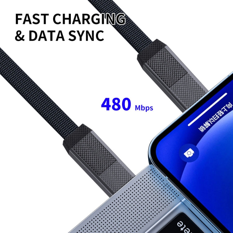 ENKAY ENK-CB134 4-in-1 60W USB-A / Type-C to 8 Pin / Type-C Nylon Braided Magnetic Fast Charging Data Cable, 0.15m, 1.2m