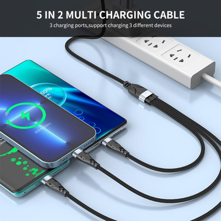 ENKAY ENK-CB135 5-in-1 65W USB-A & USB-C to 8 Pin / Type-C / Micro USB Multifunctional Charging Cable with Indicator Light, 1.2m, 2m