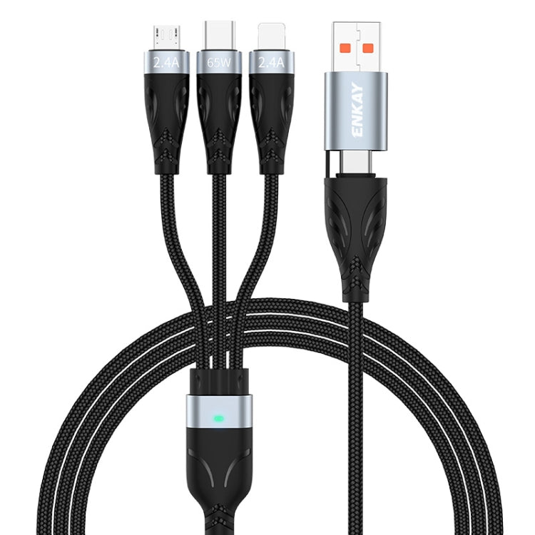 ENKAY ENK-CB135 5-in-1 65W USB-A & USB-C to 8 Pin / Type-C / Micro USB Multifunctional Charging Cable with Indicator Light, 1.2m, 2m