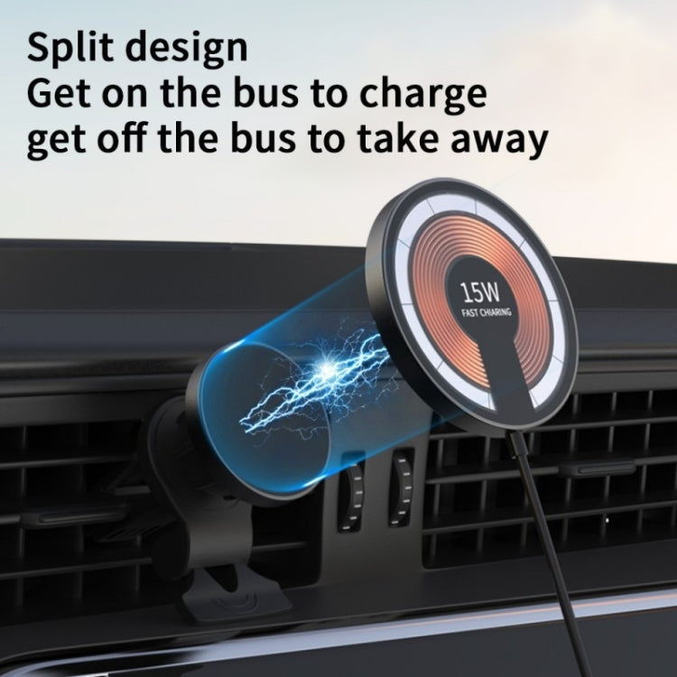 T09 2 in 1 Transparent Car Magnetic Wireless Charger 15W Fast Charging Stand, T09