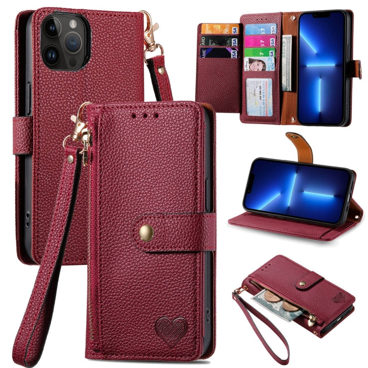 Love Zipper Lanyard Leather Phone Case, For iPhone 14 Pro, For iPhone 14 Pro Max, For iPhone 7 / 8 / SE 2022, For iPhone 13 Pro Max, For iPhone 13 Pro