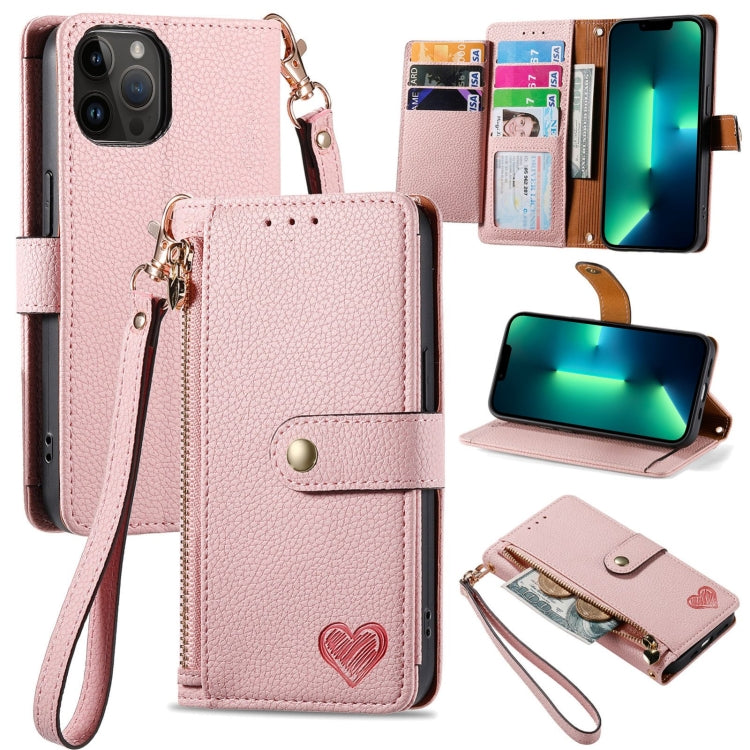 Love Zipper Lanyard Leather Phone Case, For iPhone 14 Pro, For iPhone 14 Pro Max, For iPhone 7 / 8 / SE 2022, For iPhone 13 Pro Max, For iPhone 13 Pro