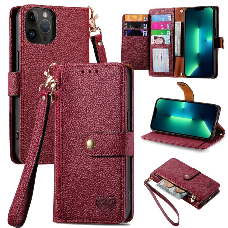 Love Zipper Lanyard Leather Phone Case, For iPhone 14 Pro, For iPhone 14 Pro Max, For iPhone 7 / 8 / SE 2022, For iPhone 13 Pro Max, For iPhone 13 Pro