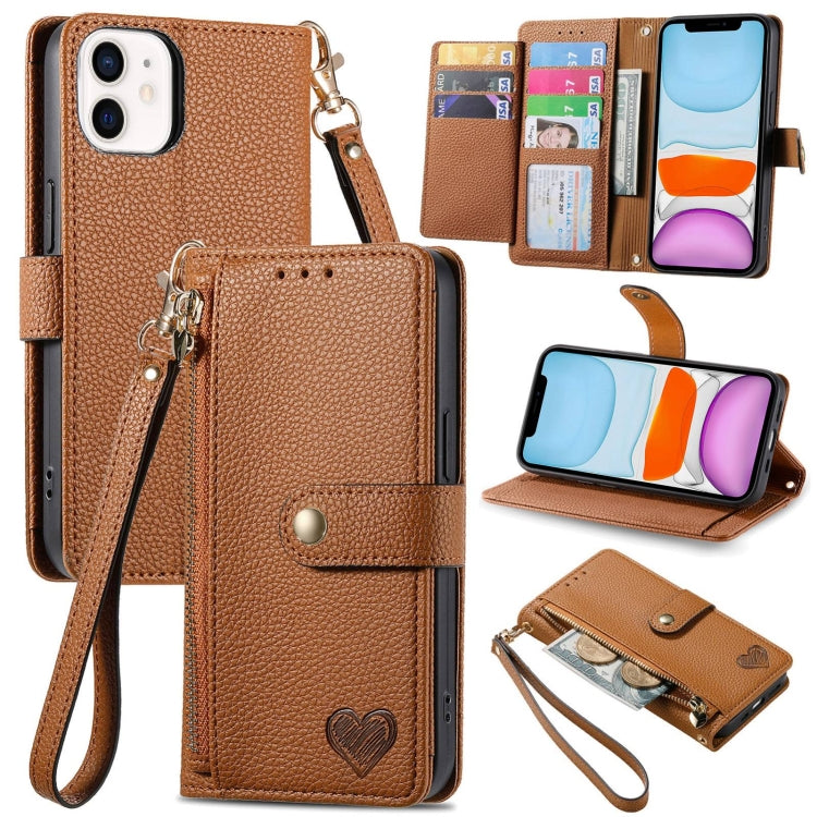 Love Zipper Lanyard Leather Phone Case, For iPhone 11 Pro Max, For iPhone 11, For iPhone 11 Pro, For iPhone X / XS, For iPhone XR