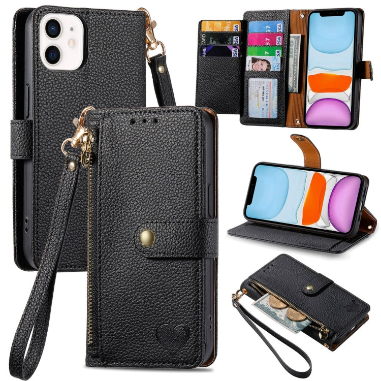 Love Zipper Lanyard Leather Phone Case, For iPhone 11 Pro Max, For iPhone 11, For iPhone 11 Pro, For iPhone X / XS, For iPhone XR