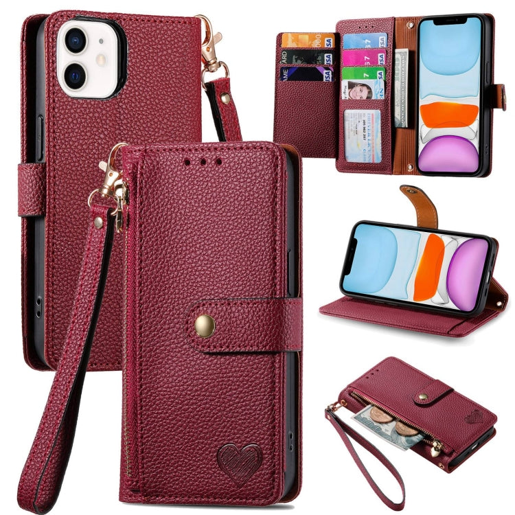 Love Zipper Lanyard Leather Phone Case, For iPhone 11 Pro Max, For iPhone 11, For iPhone 11 Pro, For iPhone X / XS, For iPhone XR