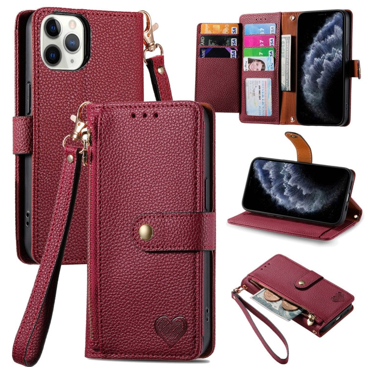 Love Zipper Lanyard Leather Phone Case, For iPhone 11 Pro Max, For iPhone 11, For iPhone 11 Pro, For iPhone X / XS, For iPhone XR