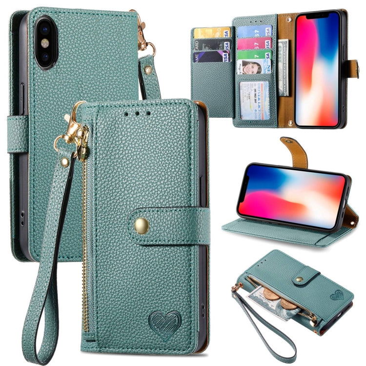 Love Zipper Lanyard Leather Phone Case, For iPhone 11 Pro Max, For iPhone 11, For iPhone 11 Pro, For iPhone X / XS, For iPhone XR