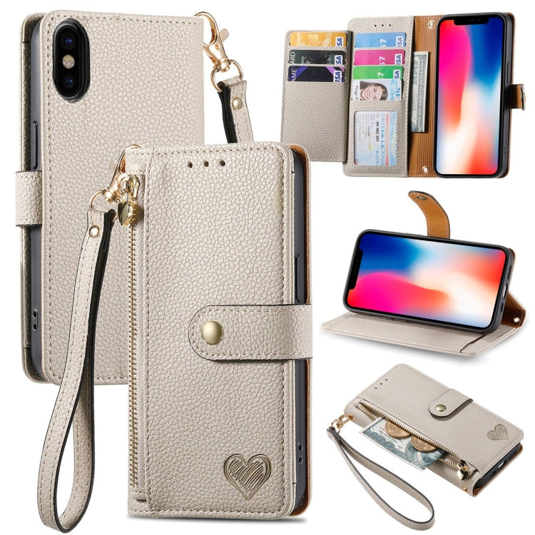 Love Zipper Lanyard Leather Phone Case, For iPhone 11 Pro Max, For iPhone 11, For iPhone 11 Pro, For iPhone X / XS, For iPhone XR