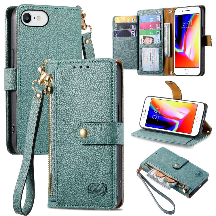 Love Zipper Lanyard Leather Phone Case, For iPhone 14 Pro, For iPhone 14 Pro Max, For iPhone 7 / 8 / SE 2022, For iPhone 13 Pro Max, For iPhone 13 Pro