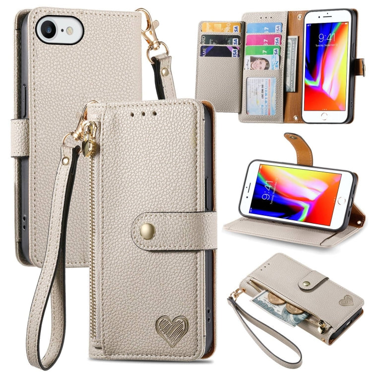 Love Zipper Lanyard Leather Phone Case, For iPhone 14 Pro, For iPhone 14 Pro Max, For iPhone 7 / 8 / SE 2022, For iPhone 13 Pro Max, For iPhone 13 Pro