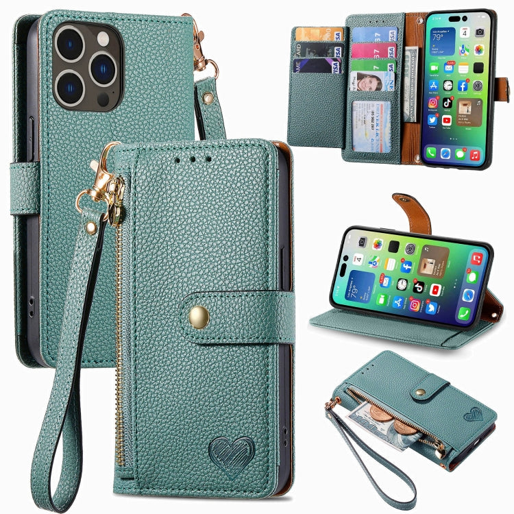 Love Zipper Lanyard Leather Phone Case, For iPhone 16 Pro Max, For iPhone 16 Pro, For iPhone 16 Plus, For iPhone 16, For iPhone 15 Pro Max