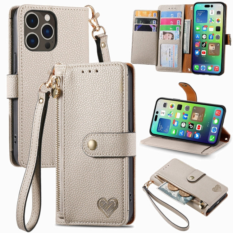 Love Zipper Lanyard Leather Phone Case, For iPhone 16 Pro Max, For iPhone 16 Pro, For iPhone 16 Plus, For iPhone 16, For iPhone 15 Pro Max