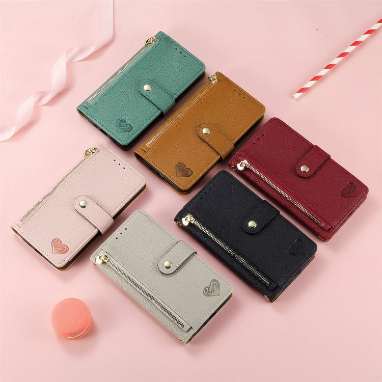 Love Zipper Lanyard Leather Phone Case, For iPhone 15 Pro, For iPhone 15 Plus, For iPhone 15, For iPhone 14 Plus, For iPhone 14