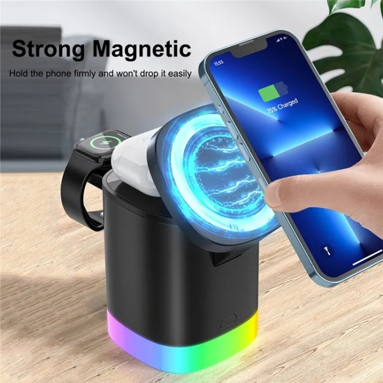 T15 3 in 1 Magnetic Magsafe Wireless Charger Folding Charging Stand For iPhone / iWatch / AirPods, T15